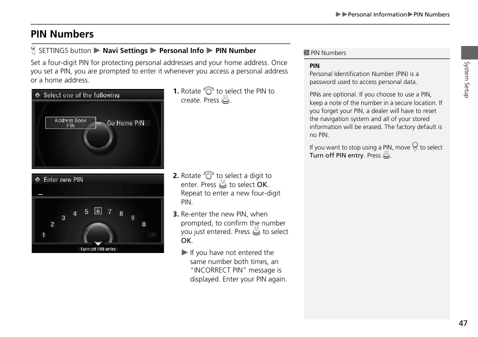 Pin numbers, P. 47, 2 pin numbers p. 47 | Acura 2015 MDX - Navigation Manual (Without Software Update) Ver. ST02 User Manual | Page 48 / 341
