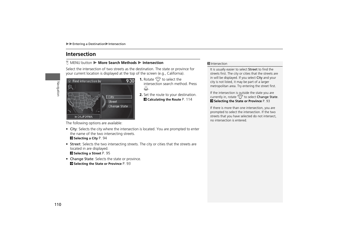 Intersection, 2 intersection, P. 110 | Acura 2015 MDX - Navigation Manual (With Software Update) Ver. ST03 User Manual | Page 111 / 349