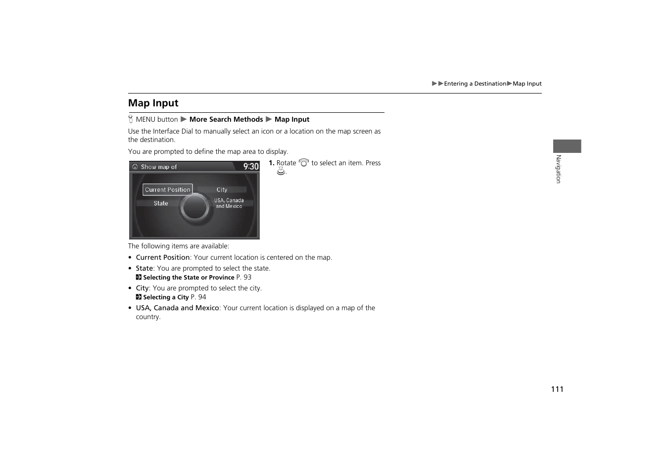 Map input, P. 111, 2 map input | Acura 2015 MDX - Navigation Manual (With Software Update) Ver. ST03 User Manual | Page 112 / 349