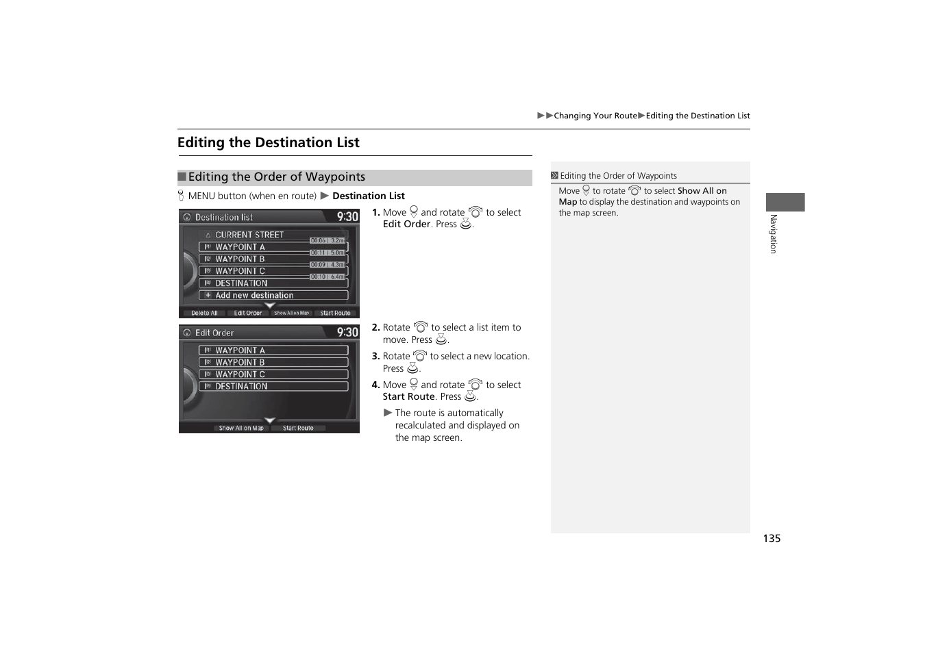 Editing the destination list, 2 editing the destination list, P. 135 | 2 editing the destination list p. 135 | Acura 2015 MDX - Navigation Manual (With Software Update) Ver. ST03 User Manual | Page 136 / 349