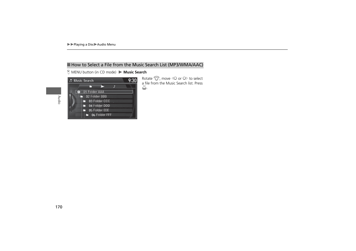 The music search list, P. 170 | Acura 2015 MDX - Navigation Manual (With Software Update) Ver. ST03 User Manual | Page 171 / 349