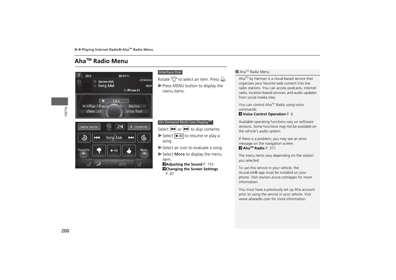 Radio menu | Acura 2015 MDX - Navigation Manual (With Software Update) Ver. ST03 User Manual | Page 201 / 349