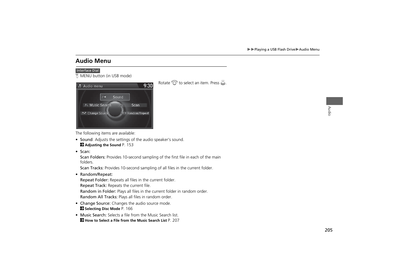 Audio menu | Acura 2015 MDX - Navigation Manual (With Software Update) Ver. ST03 User Manual | Page 206 / 349