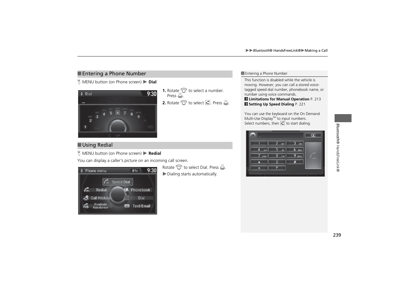 Numbers. 2 entering a phone number p. 239 | Acura 2015 MDX - Navigation Manual (With Software Update) Ver. ST03 User Manual | Page 240 / 349