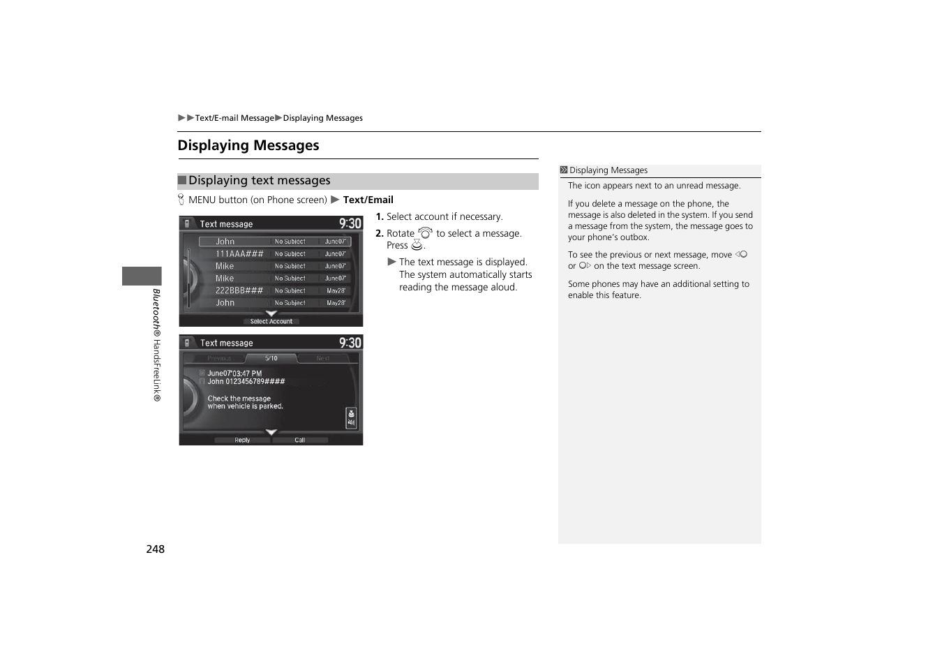 Displaying messages | Acura 2015 MDX - Navigation Manual (With Software Update) Ver. ST03 User Manual | Page 249 / 349