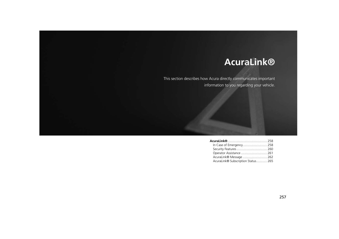 Acuralink, 2 acuralink® p. 257, P.257 | Acura 2015 MDX - Navigation Manual (With Software Update) Ver. ST03 User Manual | Page 258 / 349