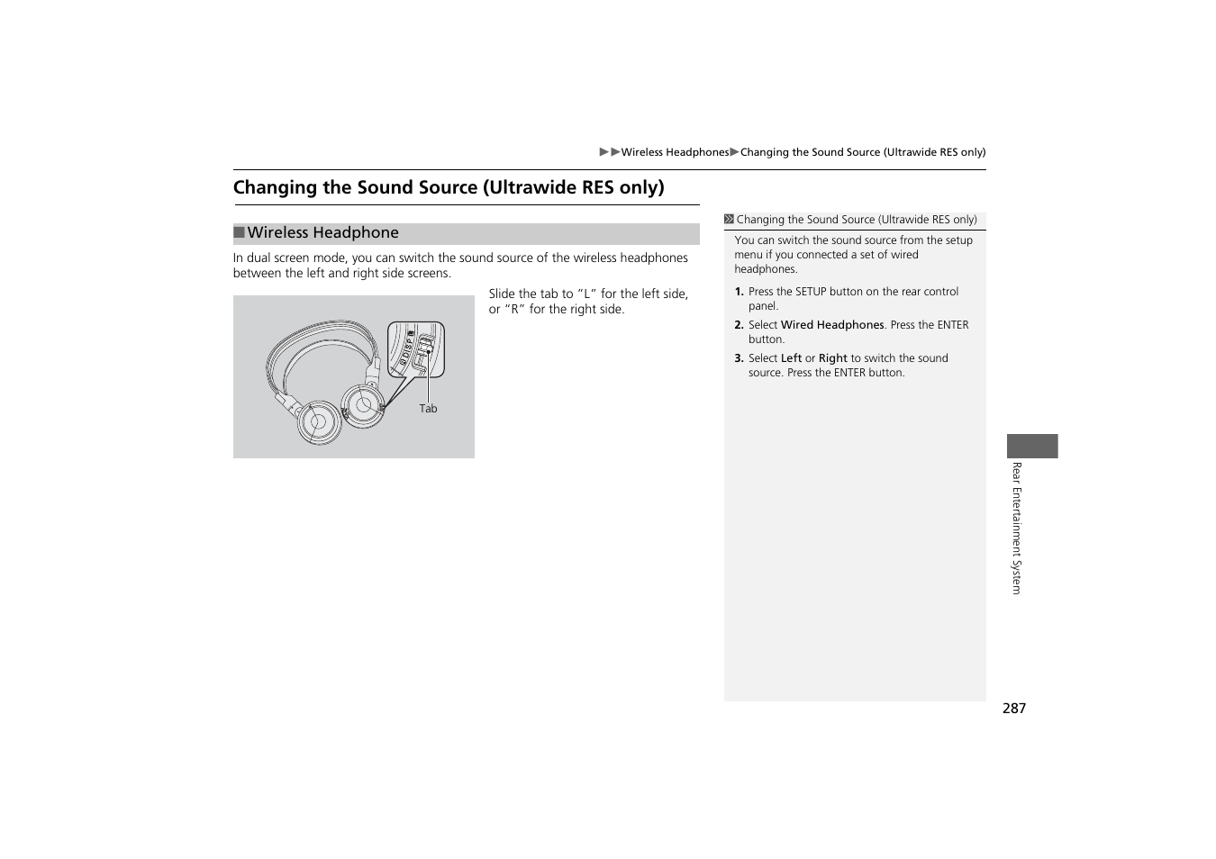 Changing the sound source (ultrawide res, Only), Changing the sound source (ultrawide res only) | Acura 2015 MDX - Navigation Manual (With Software Update) Ver. ST03 User Manual | Page 288 / 349