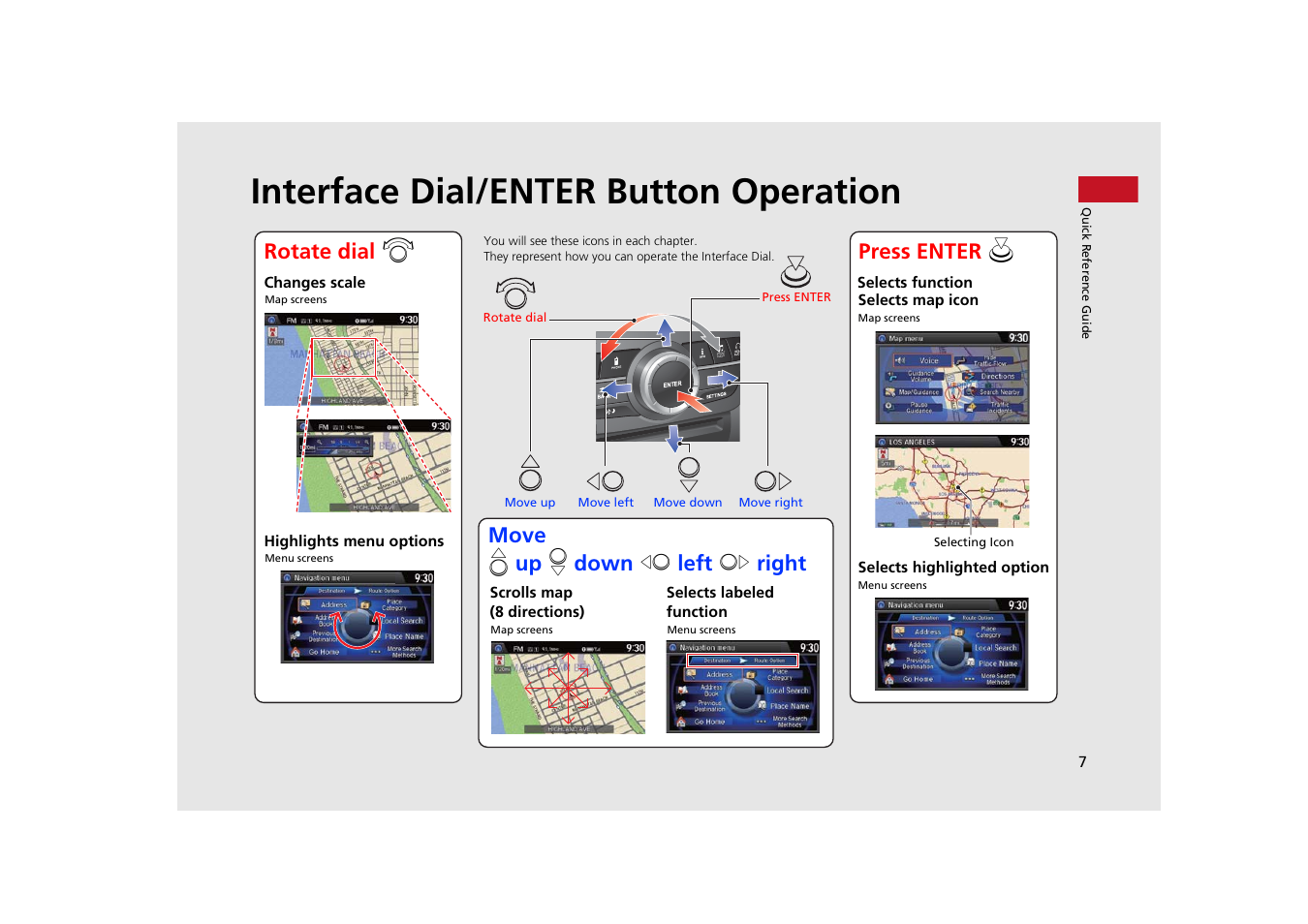 Interface dial/enter button operation | Acura 2015 MDX - Navigation Manual (With Software Update) Ver. ST03 User Manual | Page 8 / 349