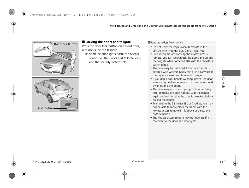 Acura 2015 MDX - Owner's Manual (Revised 12/12/2014) User Manual | Page 120 / 505