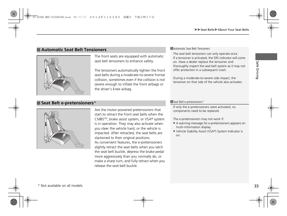 Acura 2015 MDX - Owner's Manual (Revised 12/12/2014) User Manual | Page 34 / 505