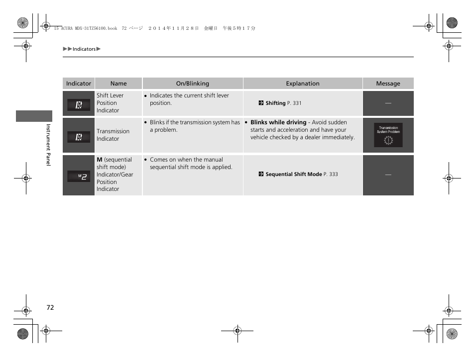 Acura 2015 MDX - Owner's Manual (Revised 12/12/2014) User Manual | Page 73 / 505