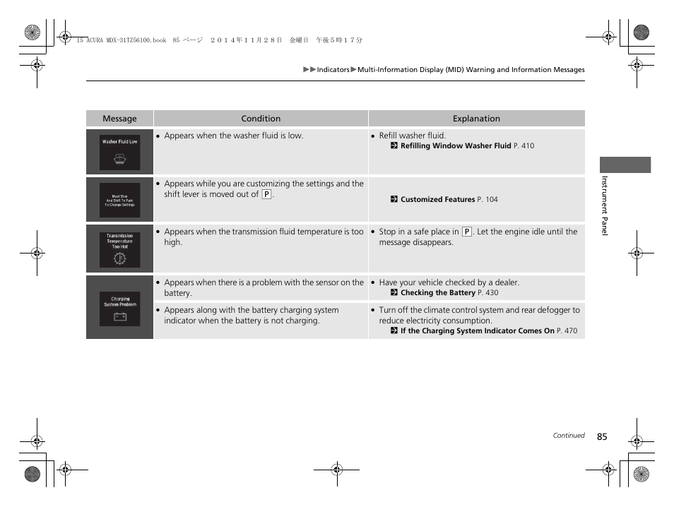 Acura 2015 MDX - Owner's Manual (Revised 12/12/2014) User Manual | Page 86 / 505