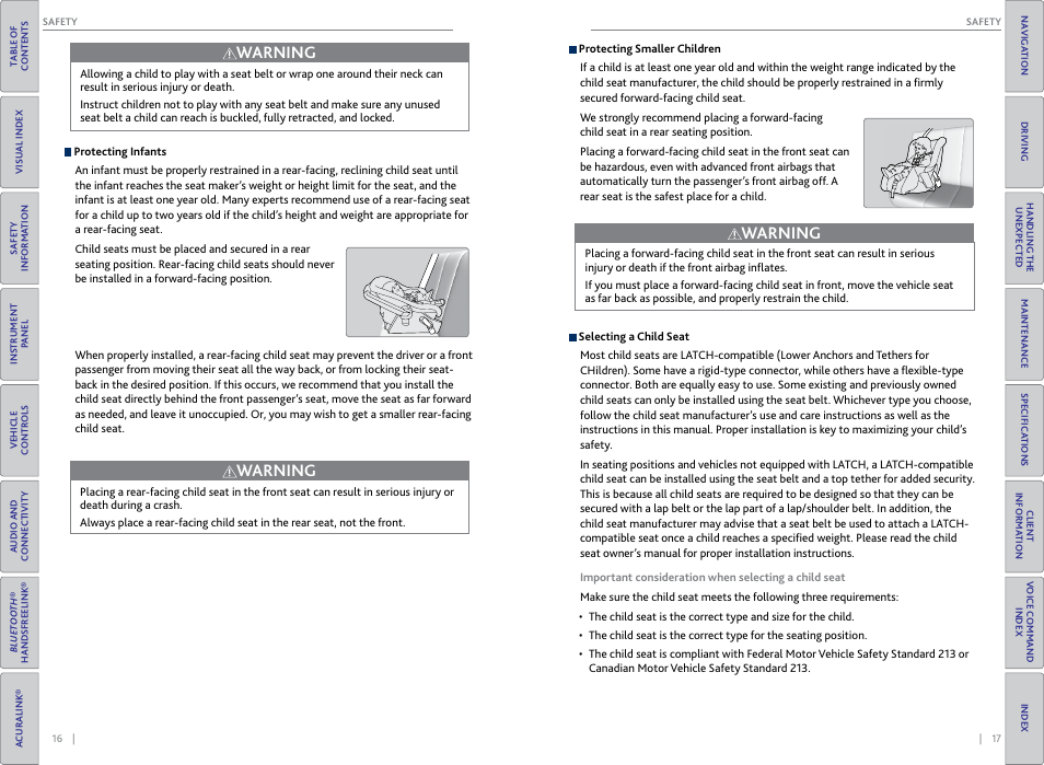 Warning | Acura 2015 RDX - Owner's Guide (Revised 10/11/2014) User Manual | Page 12 / 71