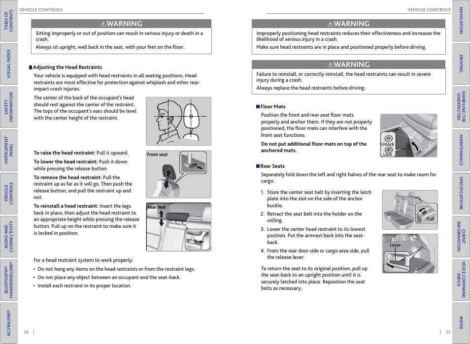 Warning | Acura 2015 RDX - Owner's Guide (Revised 10/11/2014) User Manual | Page 23 / 71