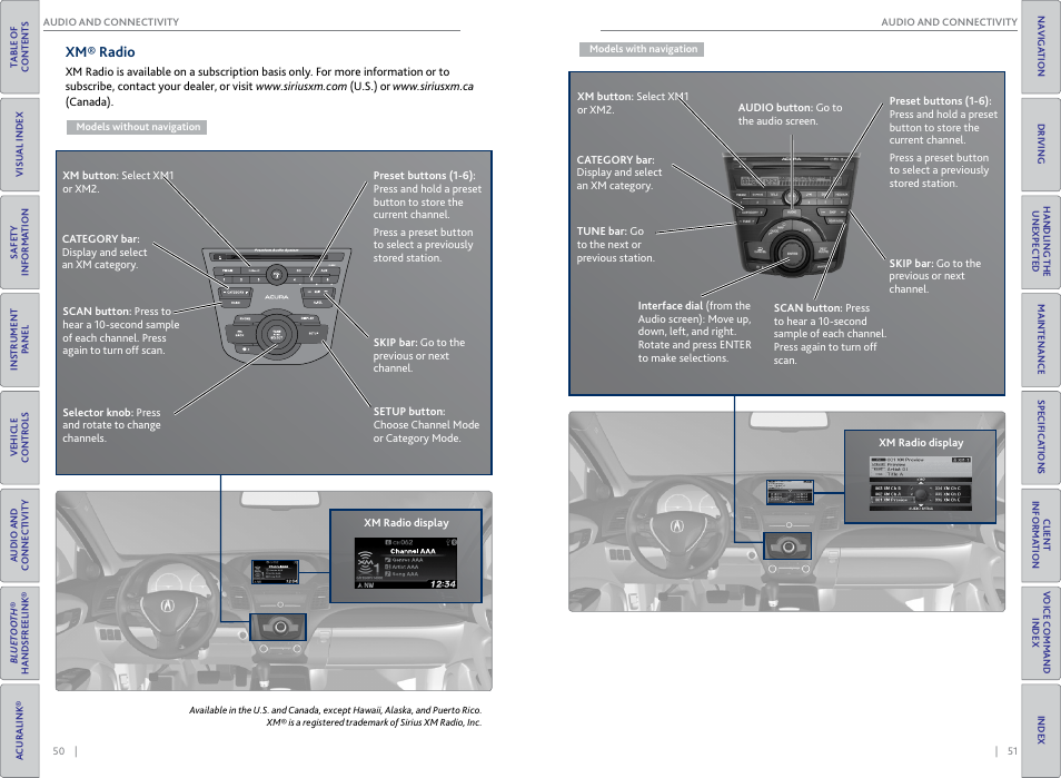Xm® radio | Acura 2015 RDX - Owner's Guide (Revised 10/11/2014) User Manual | Page 29 / 71