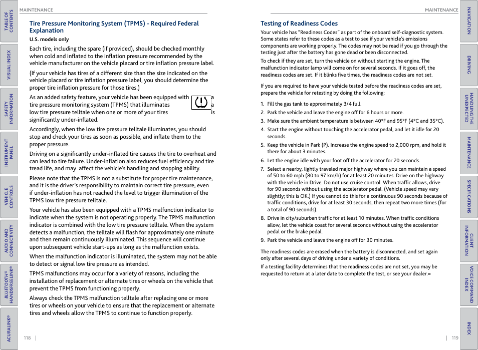 Testing of readiness codes | Acura 2015 RDX - Owner's Guide (Revised 10/11/2014) User Manual | Page 63 / 71