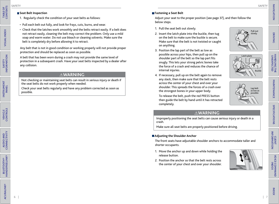 Warning | Acura 2015 RDX - Owner's Guide (Revised 10/11/2014) User Manual | Page 7 / 71