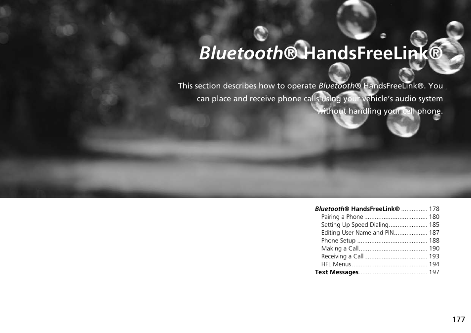 Bluetooth® handsfreelink, 2 bluetooth ® handsfreelink® p. 177, Bluetooth ® handsfreelink | P.177, 2 bluetooth ® handsfreelink, P. 177 | Acura 2015 RDX - Navigation Manual User Manual | Page 178 / 258