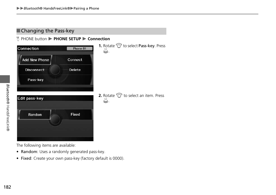 Changing the pass-key | Acura 2015 RDX - Navigation Manual User Manual | Page 183 / 258