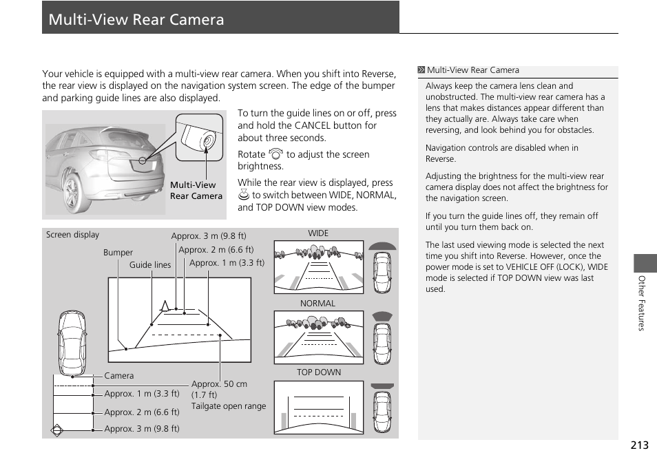 Multi-view rear camera 213, Multi-view rear camera, P213) | Acura 2015 RDX - Navigation Manual User Manual | Page 214 / 258