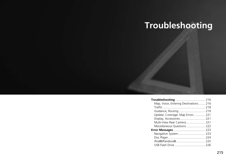 Troubleshooting, 2 troubleshooting p. 215, P.215 | P215) | Acura 2015 RDX - Navigation Manual User Manual | Page 216 / 258