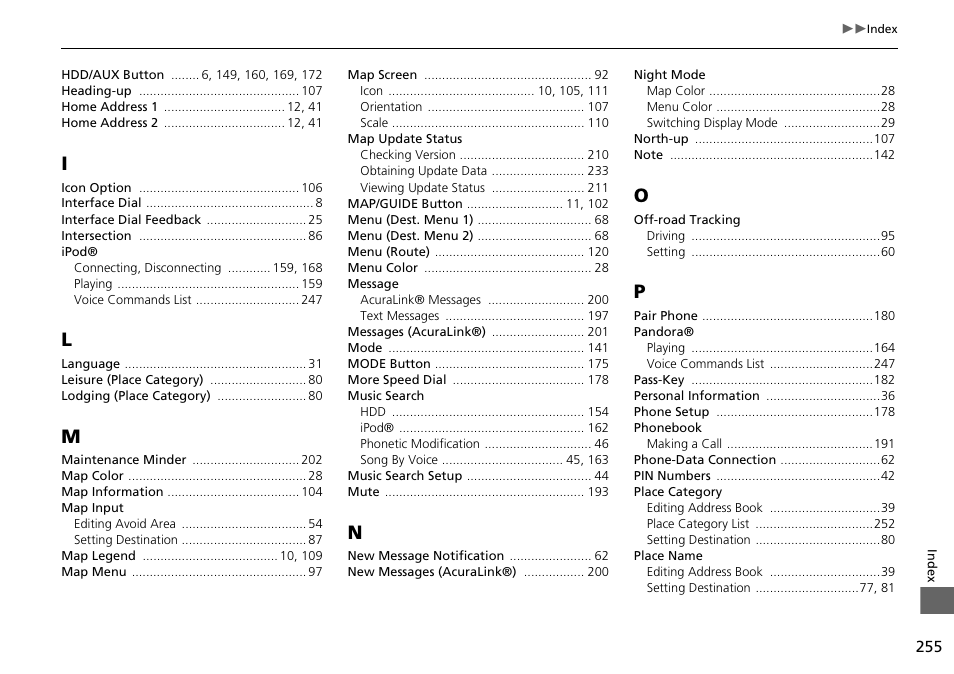 Acura 2015 RDX - Navigation Manual User Manual | Page 256 / 258