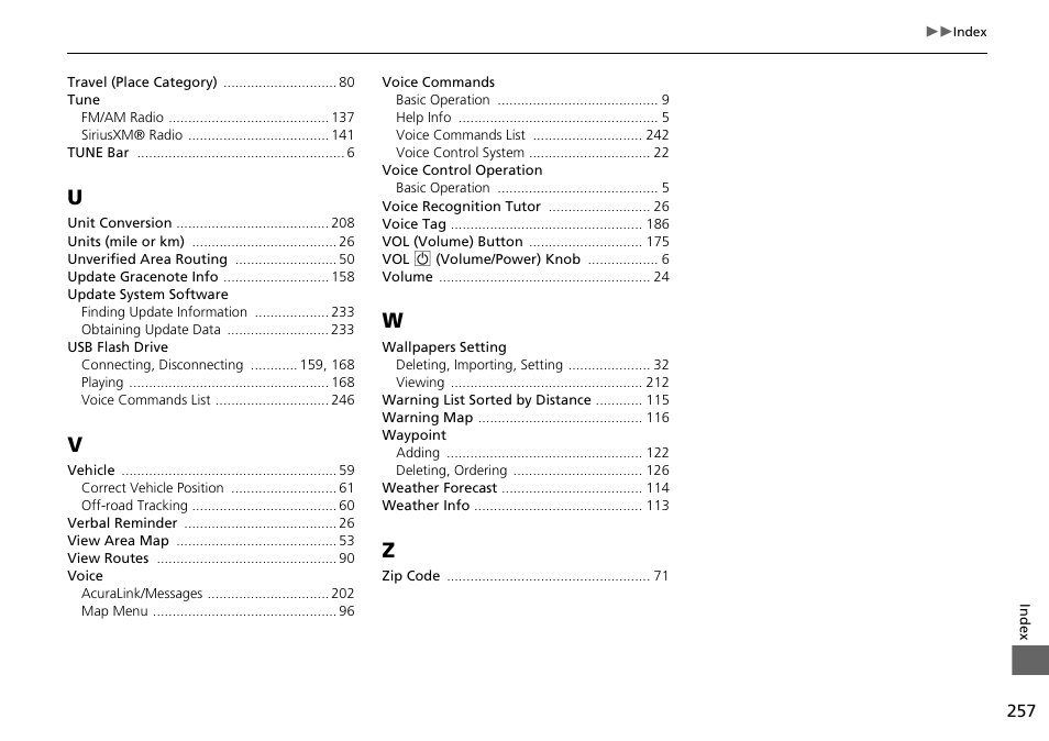 Acura 2015 RDX - Navigation Manual User Manual | Page 258 / 258