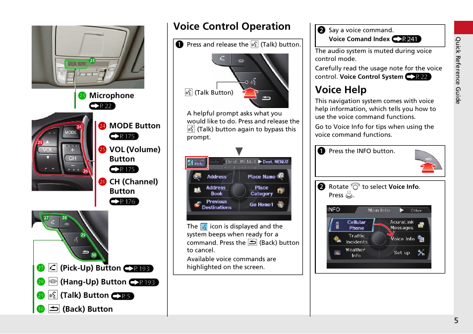 Voice control operation, Voice help | Acura 2015 RDX - Navigation Manual User Manual | Page 6 / 258