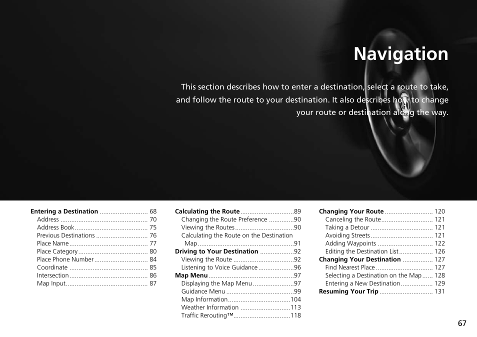 Navigation, 2 navigation p. 67, P.67 | Acura 2015 RDX - Navigation Manual User Manual | Page 68 / 258