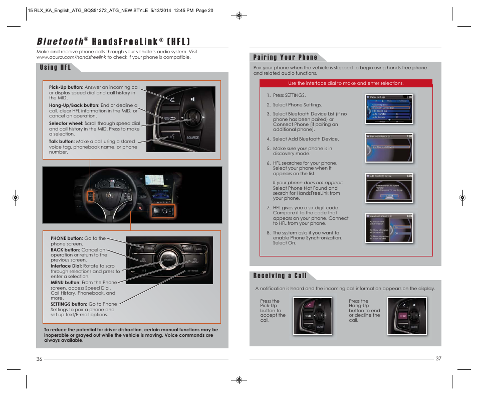 Bluetooth | Acura 2015 RLX - Advanced Technology Guide User Manual | Page 20 / 27