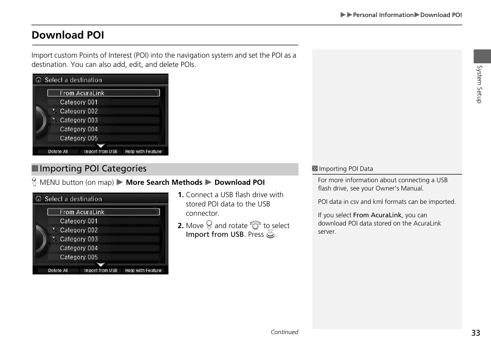 Download poi | Acura 2015 RLX - Navigation Manual User Manual | Page 34 / 156