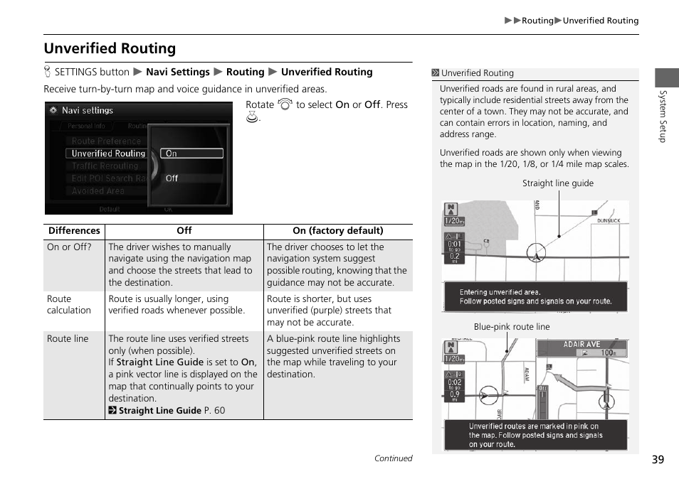 Unverified routing, 2 unverified routing, P. 39 | Acura 2015 RLX - Navigation Manual User Manual | Page 40 / 156