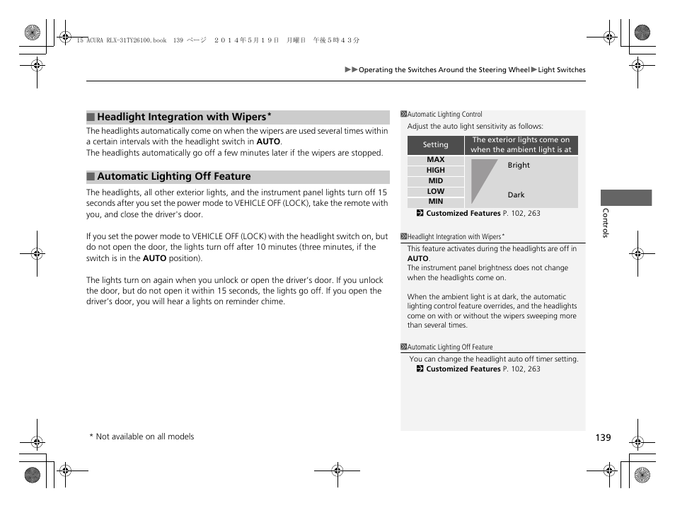 Acura 2015 RLX - Owner's Manual User Manual | Page 140 / 521