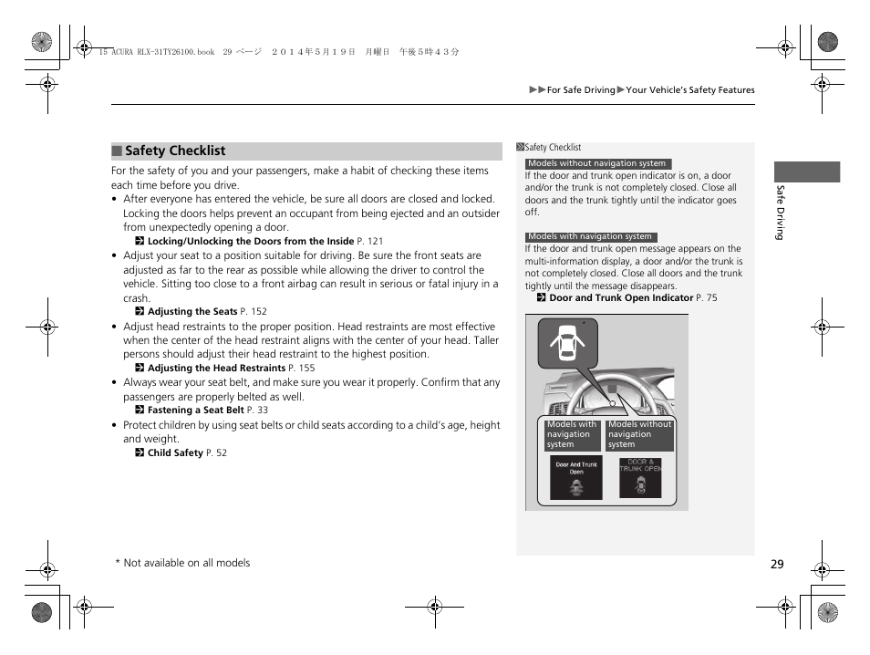 P 29 | Acura 2015 RLX - Owner's Manual User Manual | Page 30 / 521