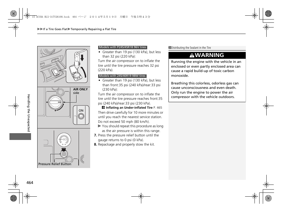 Warning | Acura 2015 RLX - Owner's Manual User Manual | Page 465 / 521