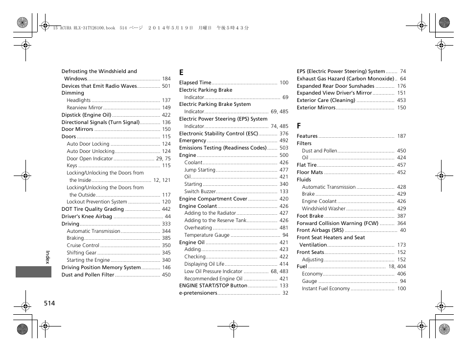 Acura 2015 RLX - Owner's Manual User Manual | Page 515 / 521