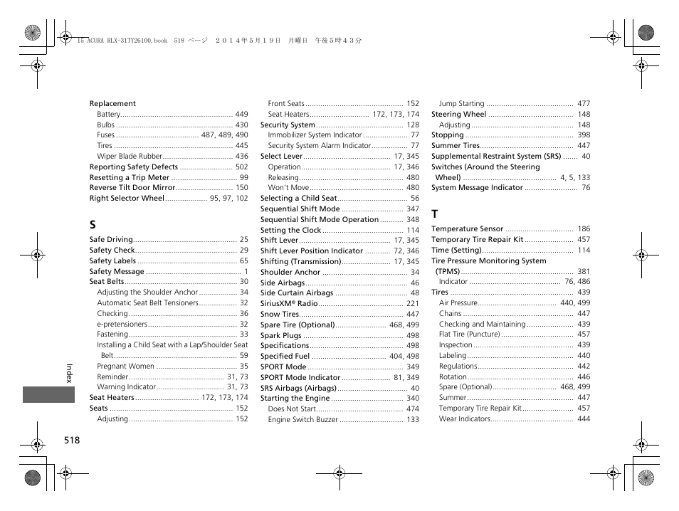 Acura 2015 RLX - Owner's Manual User Manual | Page 519 / 521