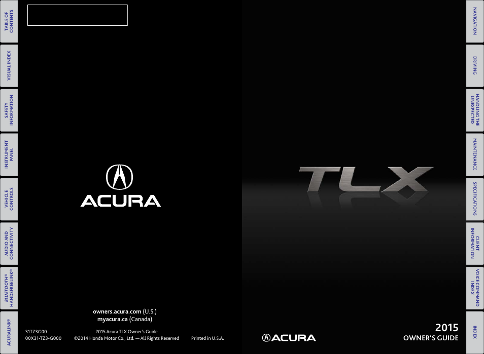 Acura 2015 TLX - Owner's Guide (Without Software Update) Ver. ST02 User Manual | 75 pages