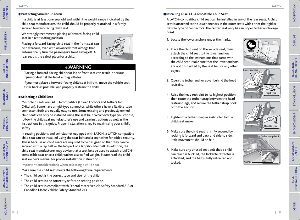 Warning | Acura 2015 TLX - Owner's Guide (Without Software Update) Ver. ST02 User Manual | Page 12 / 75