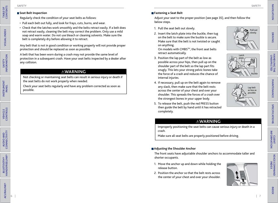 Warning | Acura 2015 TLX - Owner's Guide (Without Software Update) Ver. ST02 User Manual | Page 7 / 75