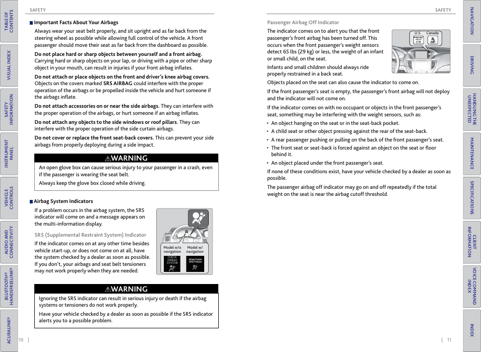 Warning | Acura 2015 TLX - Owner's Guide (Without Software Update) Ver. ST02 User Manual | Page 9 / 75