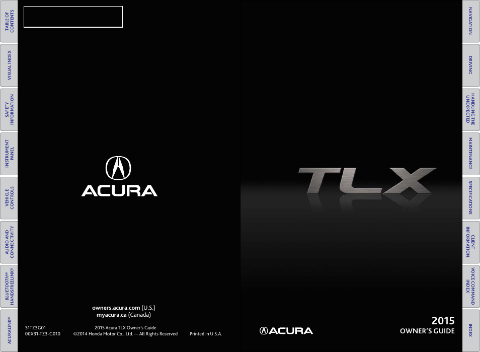 Acura 2015 TLX - Owner's Guide (With Software Update) Ver. ST03 User Manual | 75 pages
