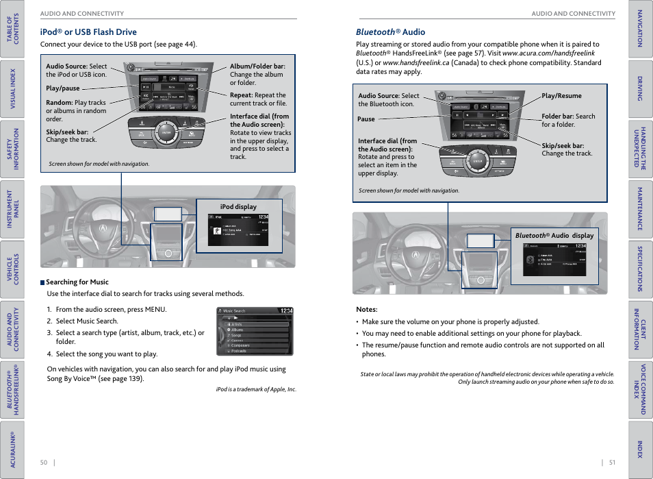 Ipod® or usb flash drive bluetooth® audio | Acura 2015 TLX - Owner's Guide (With Software Update) Ver. ST03 User Manual | Page 29 / 75