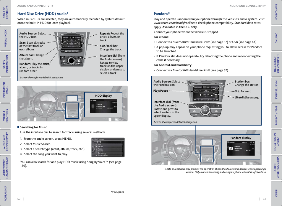 Hard disc drive (hdd) audio* pandora, Nav audio audio nav | Acura 2015 TLX - Owner's Guide (With Software Update) Ver. ST03 User Manual | Page 30 / 75