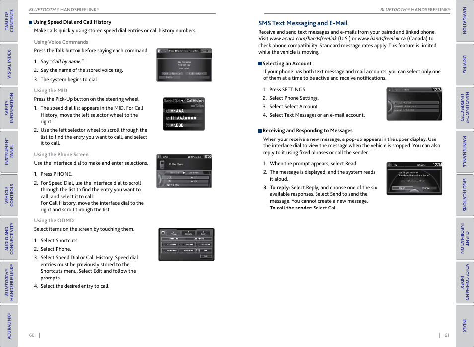 Sms text messaging and e-mail | Acura 2015 TLX - Owner's Guide (With Software Update) Ver. ST03 User Manual | Page 34 / 75