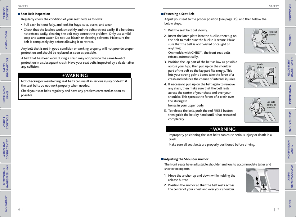 Warning | Acura 2015 TLX - Owner's Guide (With Software Update) Ver. ST03 User Manual | Page 7 / 75
