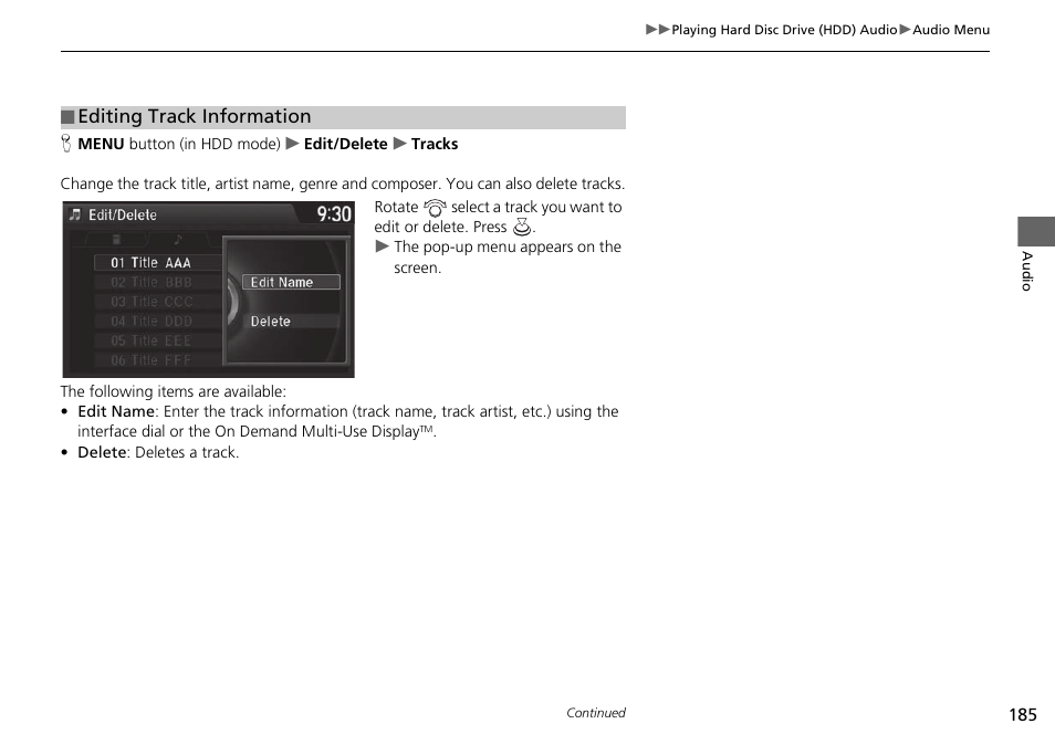 Editing track information p. 185 | Acura 2015 TLX - Navigation Manual (Without Software Update) Ver. ST02 User Manual | Page 186 / 329