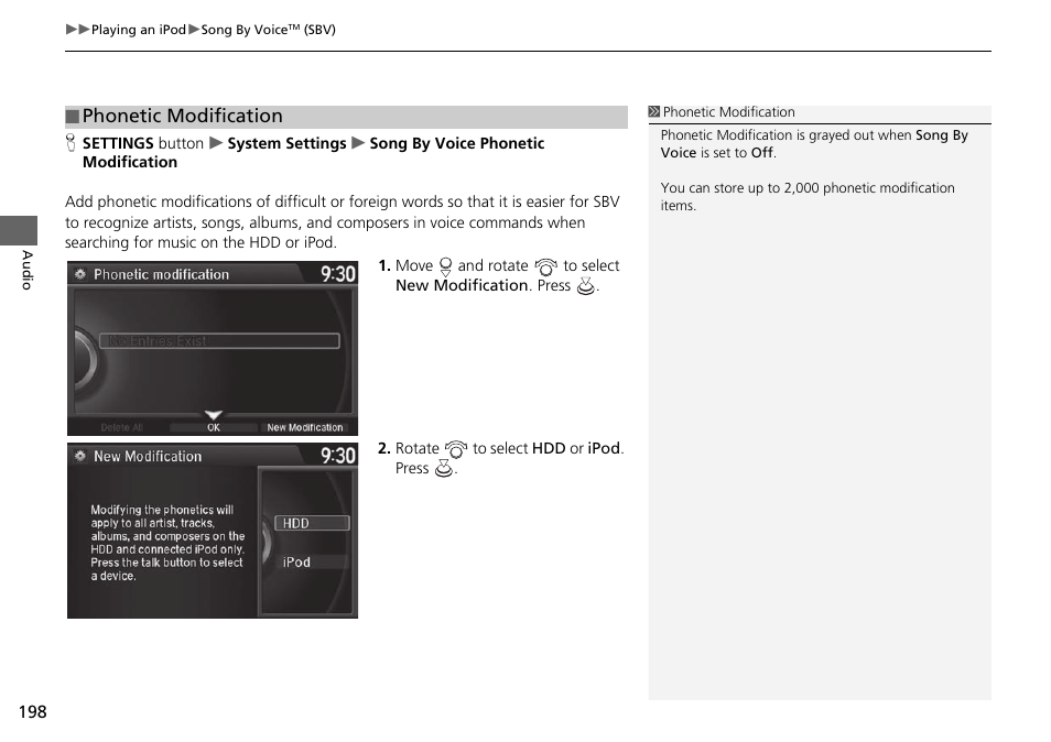 Phonetic modification, Phonetic modification p. 198 | Acura 2015 TLX - Navigation Manual (Without Software Update) Ver. ST02 User Manual | Page 199 / 329