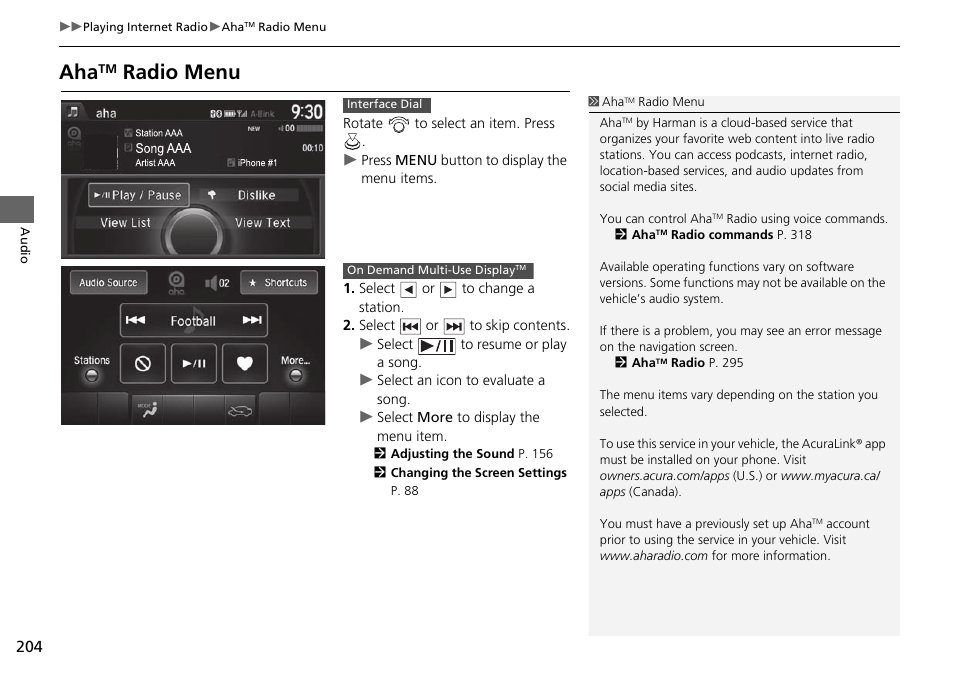 Radio menu | Acura 2015 TLX - Navigation Manual (Without Software Update) Ver. ST02 User Manual | Page 205 / 329