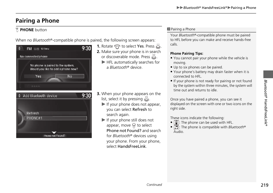 Pairing a phone | Acura 2015 TLX - Navigation Manual (Without Software Update) Ver. ST02 User Manual | Page 220 / 329